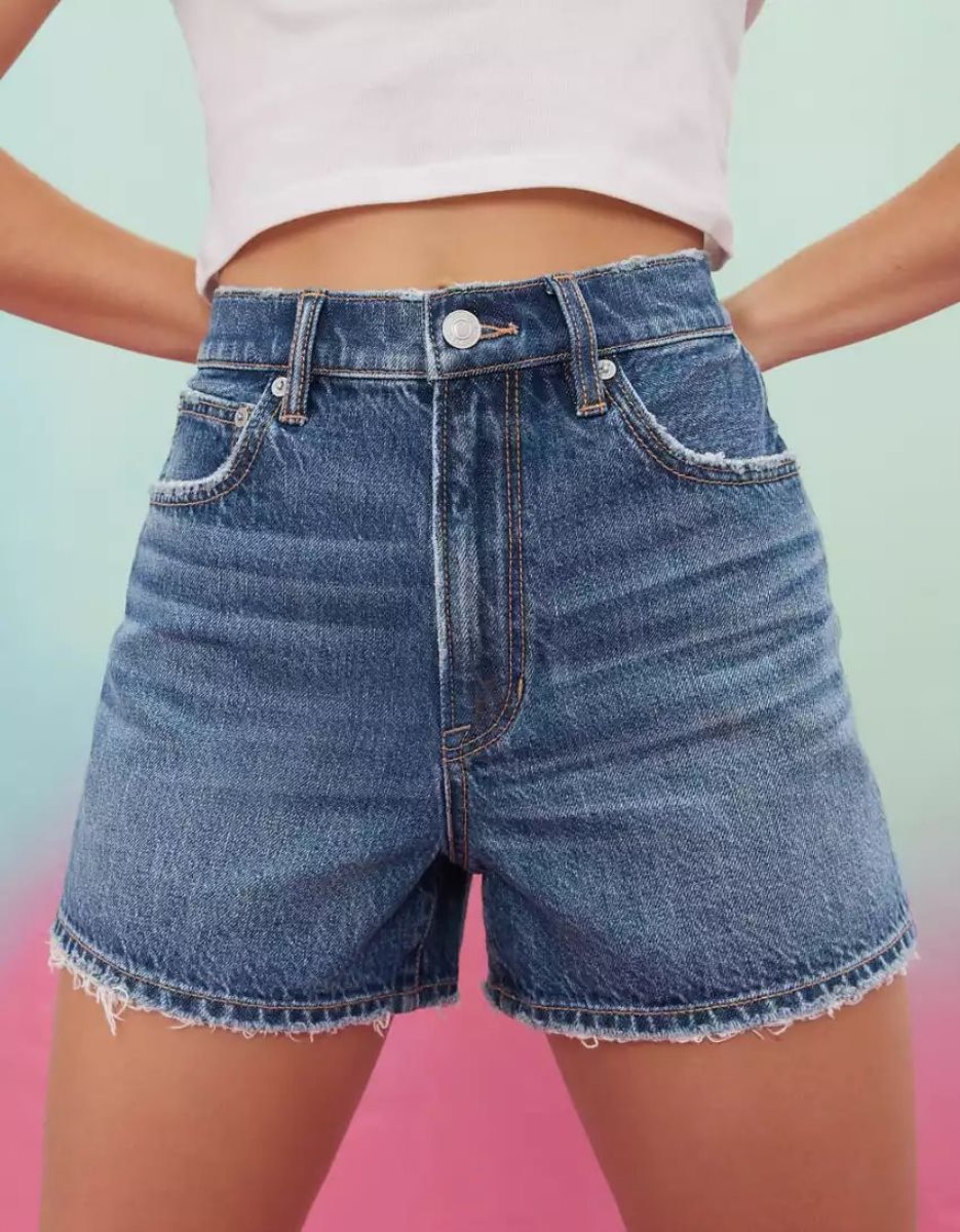 Shorts American Eagle AE Olivia Ponton Pride Denim Highest Taille '90s Boyfriend Indigo Foncé Lavage Femme | RKD-51904555